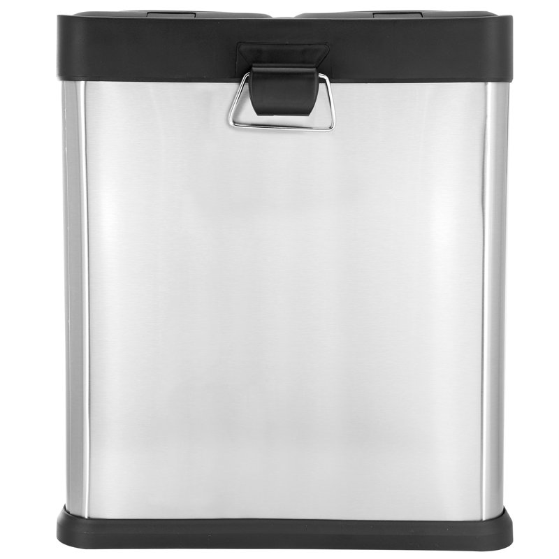 Poubelle à recyclage à 2 sections 15 litres / 4 gallons Elama en argent mat