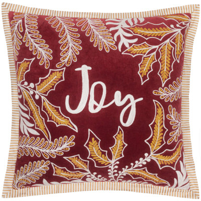 Winter Joy Abstract Red Square Throw Cushion