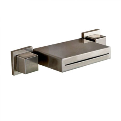 BathSelect Cali Brushed Nickel Wall Mount Double Handle Bathtub Faucet – Contemporary Design with Handheld Shower