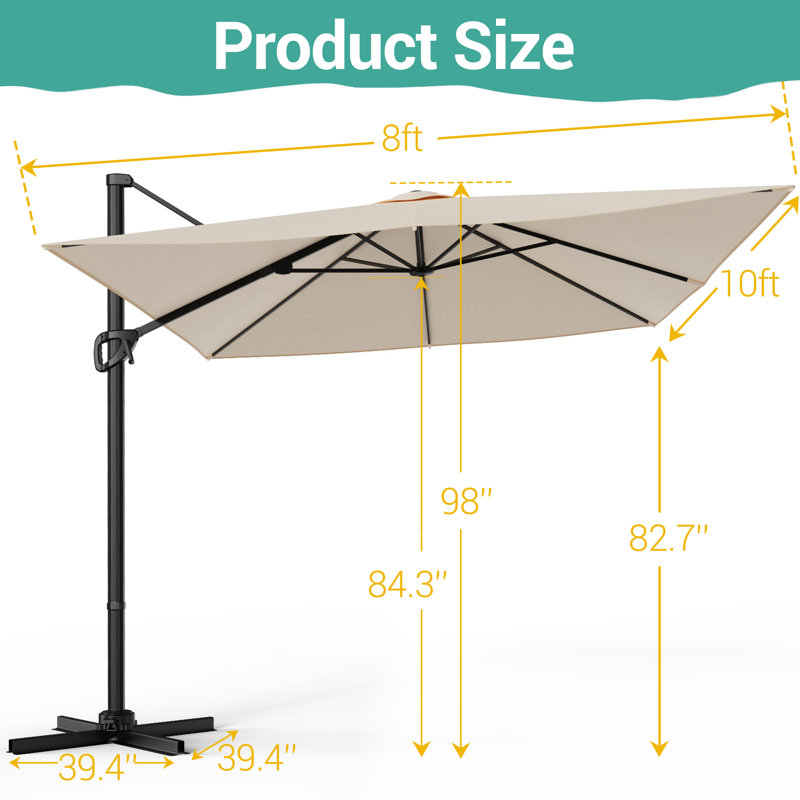 Parasol 96 po x 120 po Ruy, Tissu sable