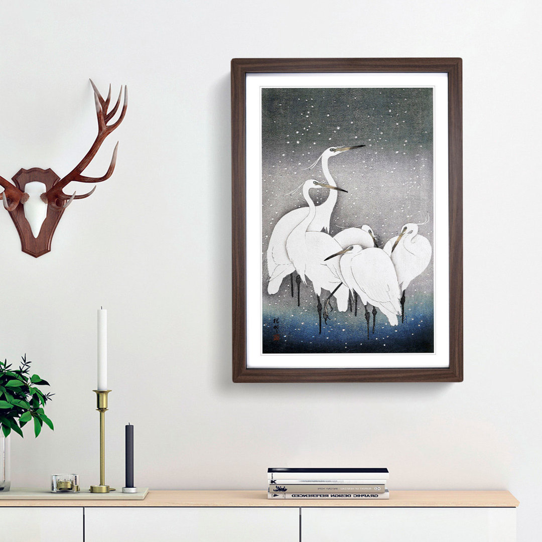 Group of Egrets by Ohara Koson - Framed Print