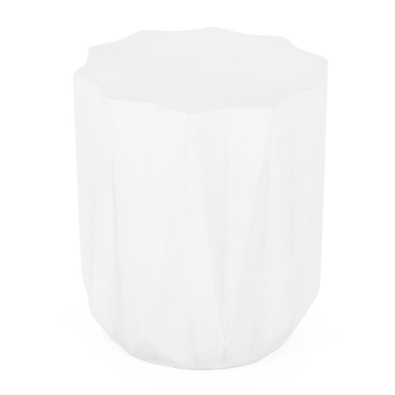 Antique White Side Table In Lightweight Concrete, 17.4" Height, & Stylish Concrete Table, 18.85 Lb, Build