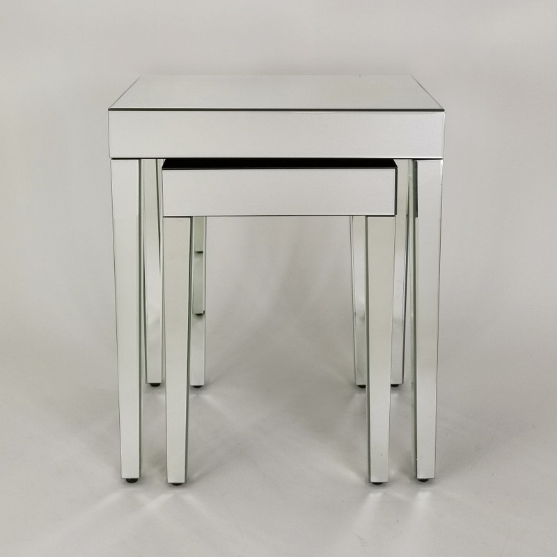 Quinnlynn Mirrored Glass Top Nesting Tables