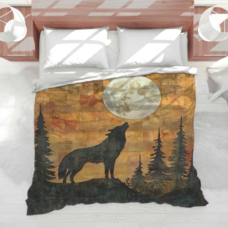 Wolf Silhouette Moonlight Comforter, Twin Extra Long