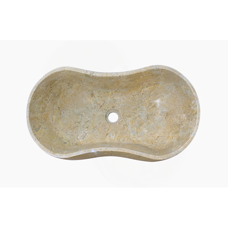 Bathroom Vessel Sink With Pre-Drilled Drain Hole, Beige