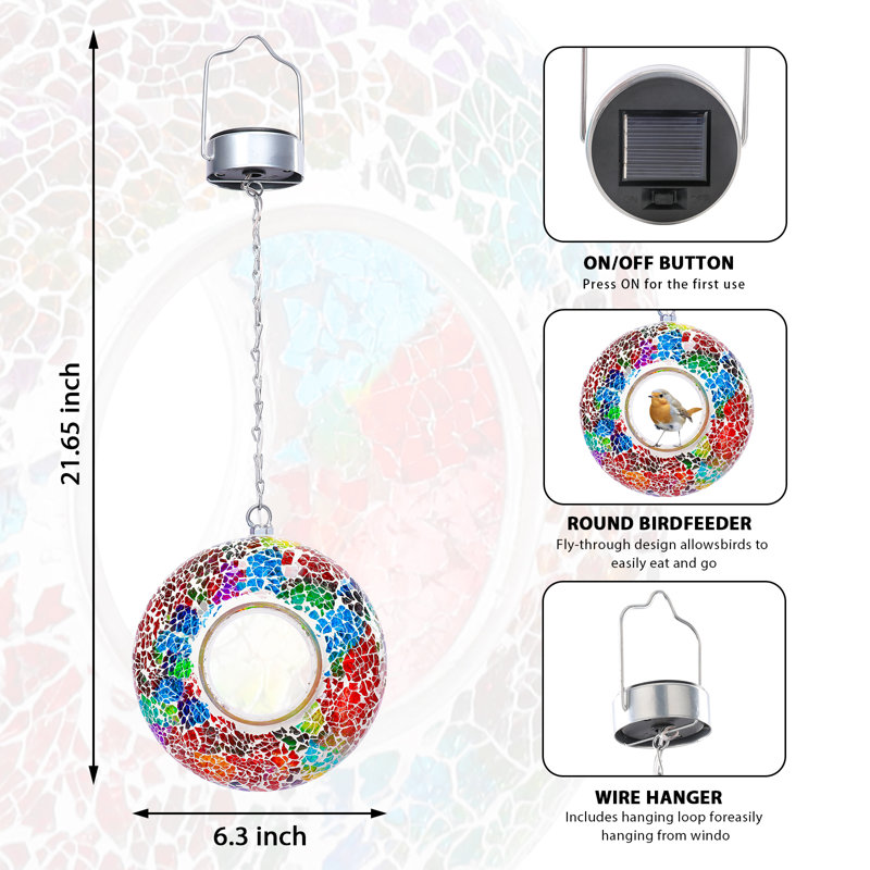 Mangeoire solaire pour jardin à oiseaux, Multi-couleur