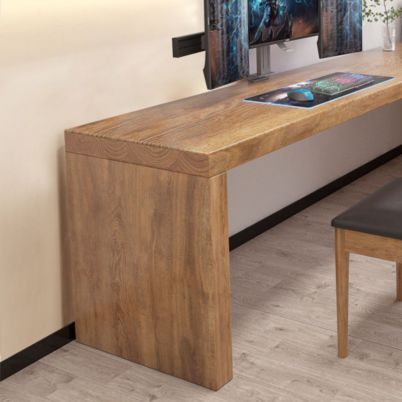 Bureau en bois massif en L Burlywood, Orienté à droite, H 29,53 po x l 86,61 po x P 55,12 po