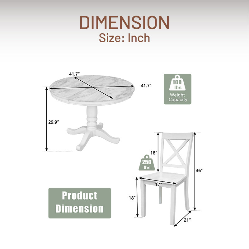 Aoibhne 4 - Person Four Leg Dining Set, White