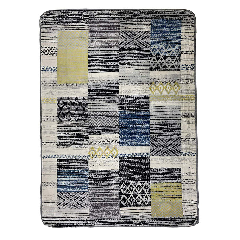 Couverture abstraite patchwork antidérapante, Rectangle 4 pi x 6 pi