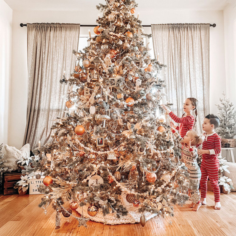 9-Foot Green Oregon Pine Christmas Tree with Warm White LED Lights