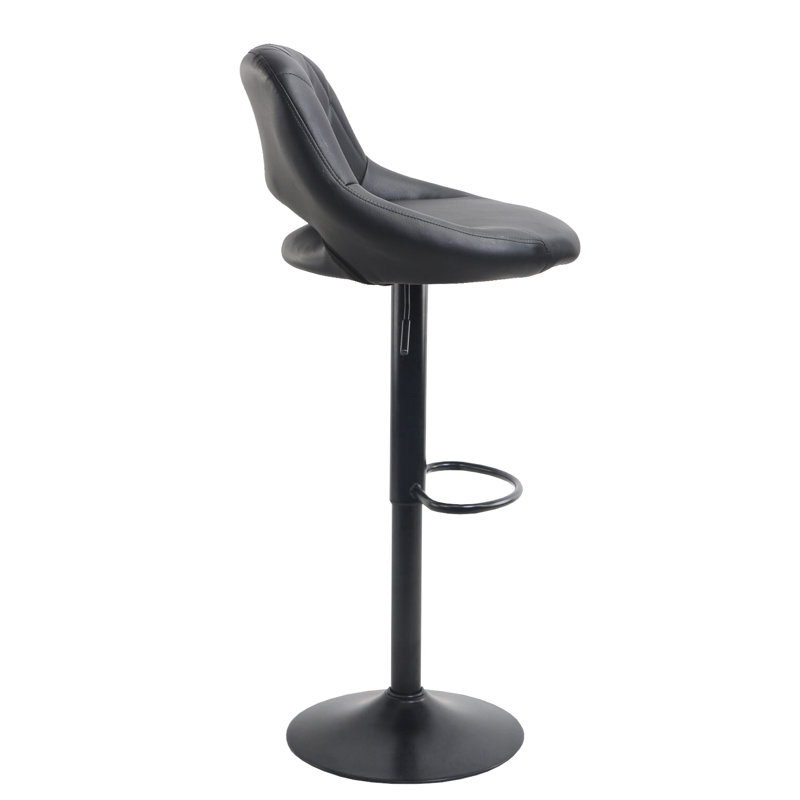 Idlewood Swivel Upholstered Adjustable Height Bar Stool, Chrome, Black
