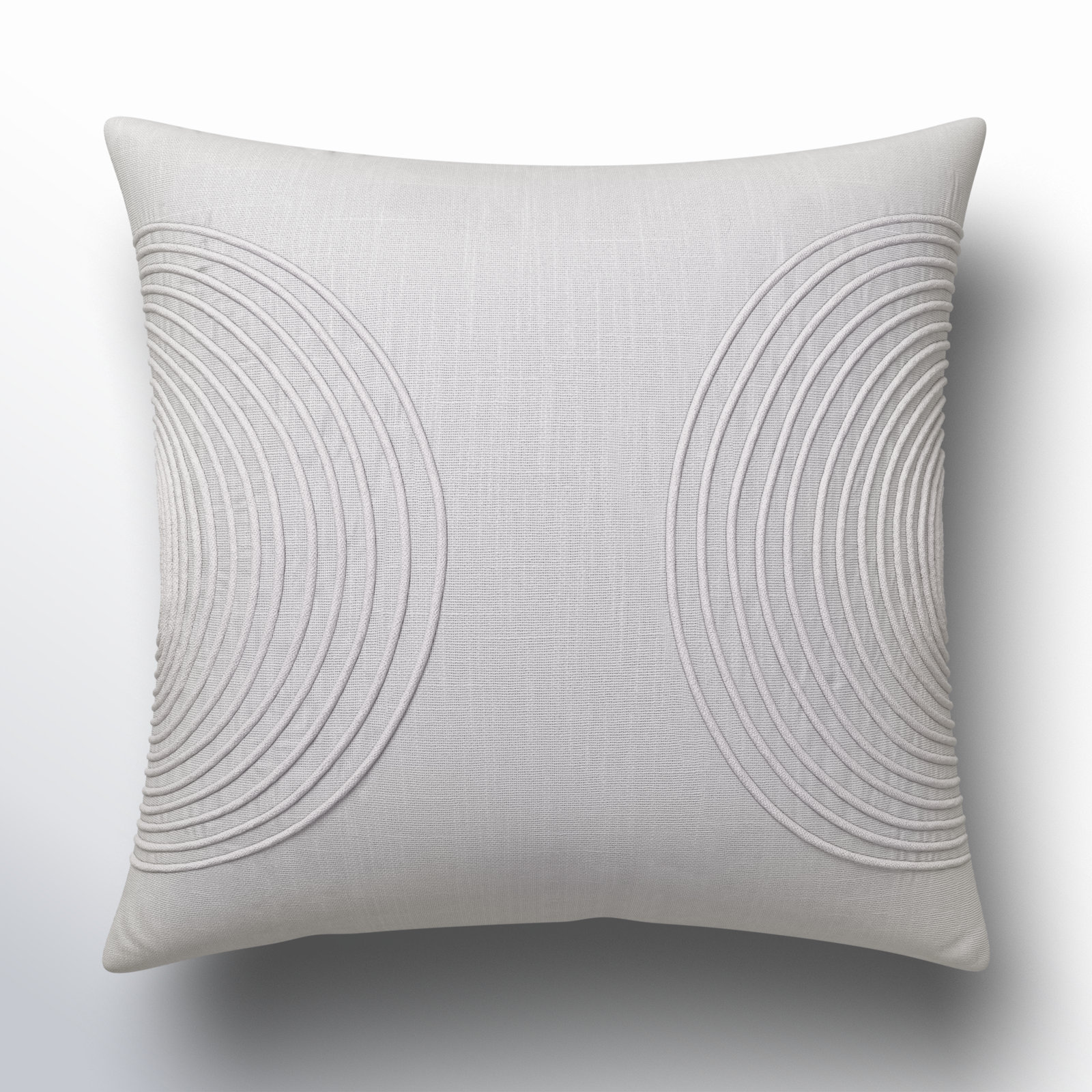 Rida Embroidered Cotton Throw Pillow, 22" x 22", Gray, No Fill