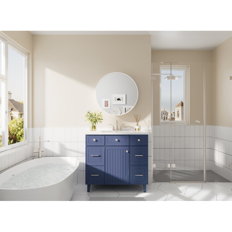 Pharmacie murale ronde avec tablettes Gervon, Blanc, H 24 po x l 24 po x P 6 po