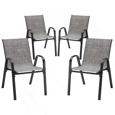Ensemble de 4 chaises de salle à manger empilables pour l'extérieur avec structure en métal thermolaqué et fauteuil toutes saisons idéal pour la cour, le balcon et la piscine