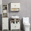 Armoire de salle de bain, meuble-lavabo à piédestal avec portes doubles et tablettes de rangement
