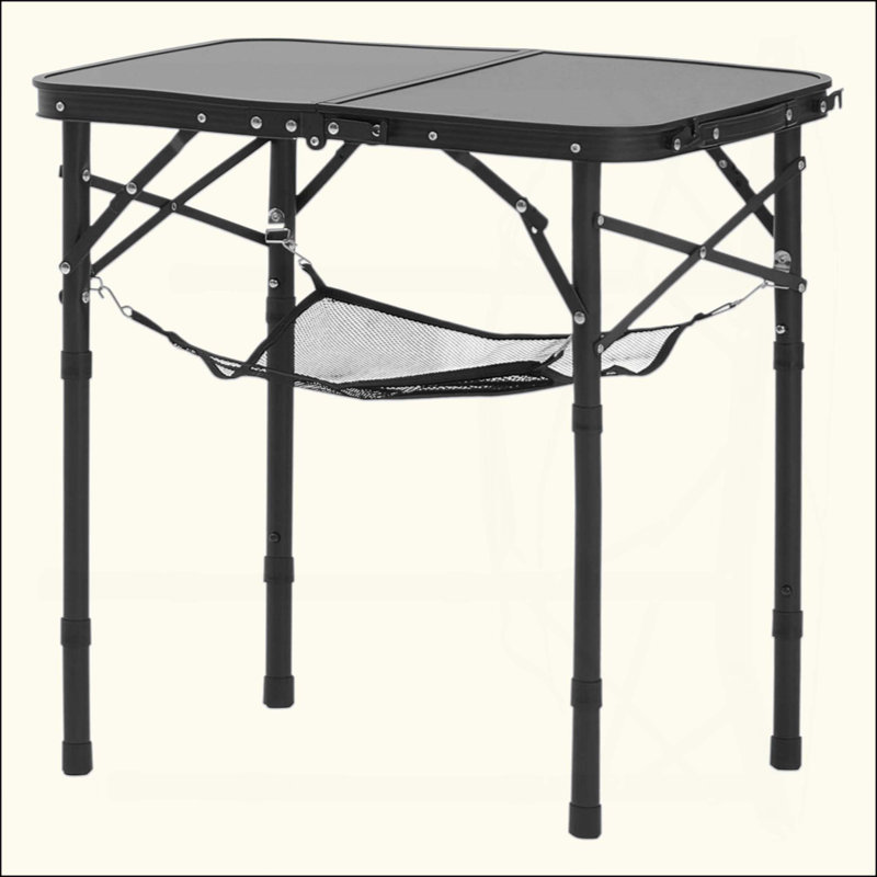 2Ft Folding Portable Camping Table Aluminum Outdoor Table Adjustable Height, Silver