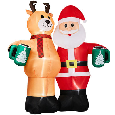 Décoration de Noël pour enfant 6,8 pi avec 6 lumières DEL en forme de père Noël et cerf
