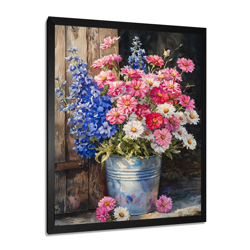 Cashel - décoration murale florale, Noir, H 20 po x l 12 po, Reproduction encadrée d'une seule photo