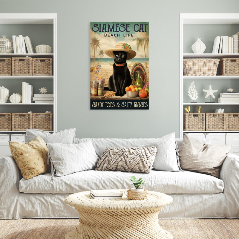 Vie de plage de chat siamois, H 14 po x l 11 po x P 1,25 po