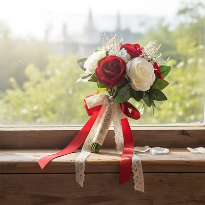 11.4 Inch Wedding Bridal Bouquet Bridesmaid Bouquet Artificial Wedding Bouquet