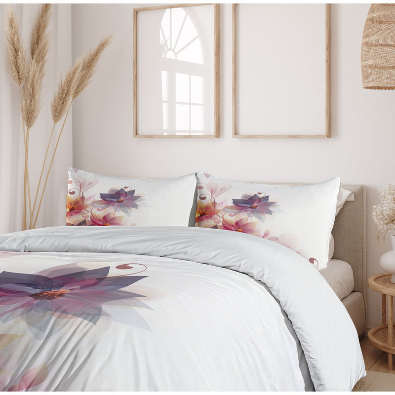 Abstract Traditional Polyester Floral Duvet Cover, Queen