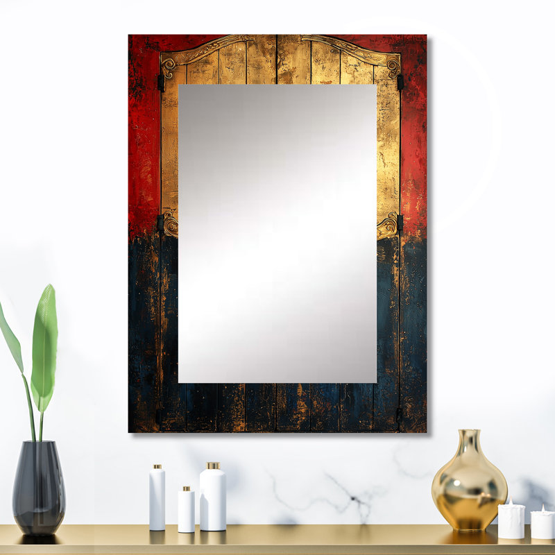 Dreams - porte de grange décorative dorée, miroir traditionnel, 32 po x 24 po