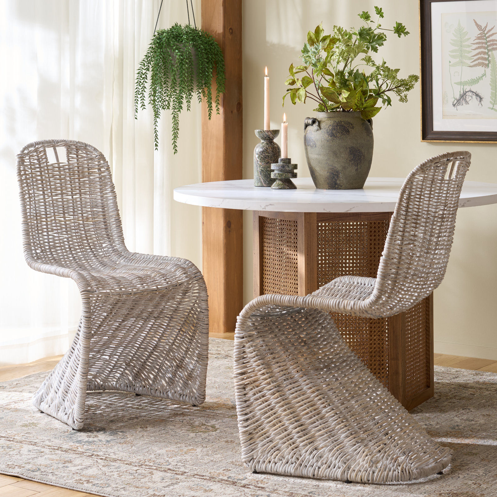 Ziaa Patio Dining Chair, White Washed