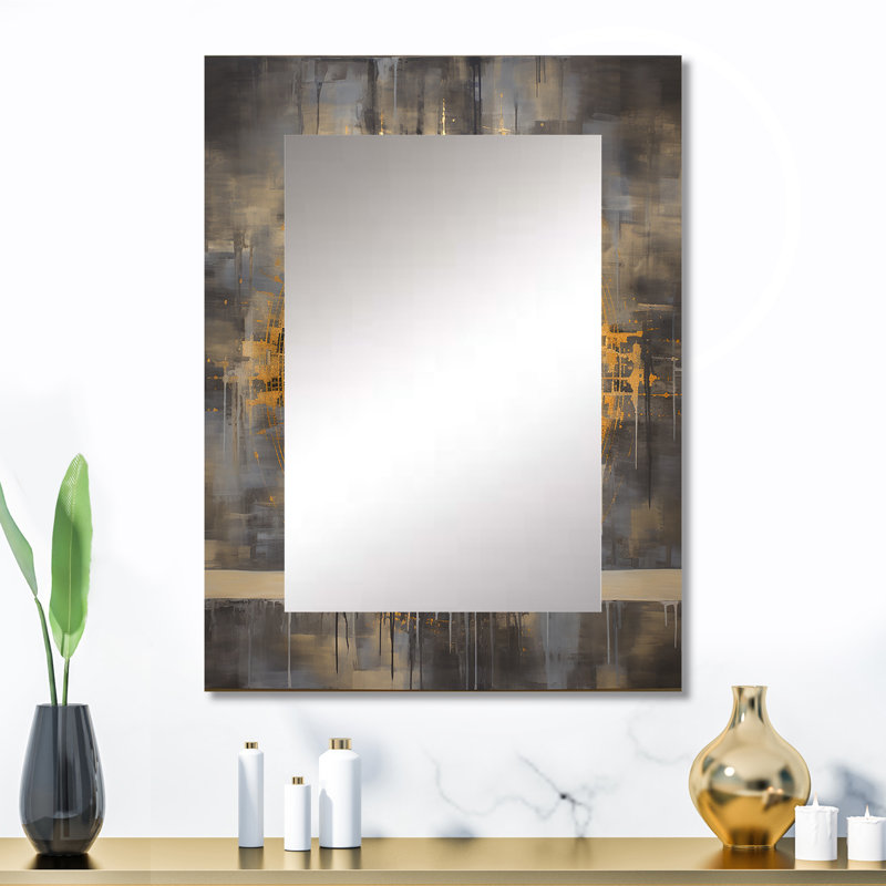 Méditation dorée - miroir mural méditation, miroir décoratif traditionnel, impression d'art en métal, 32 po x 24 po