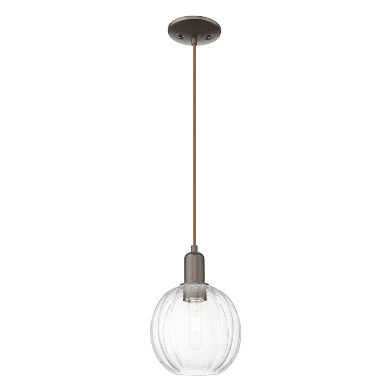 Downtown Urban - Cecil - Mini-luminaire suspendu à cordon sphérique 1 lumière de 7 po - Finition nickel brossé satiné - Abat-jour transparent