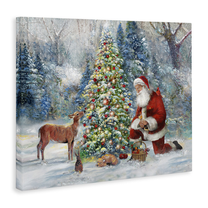«Santa & Baby Deer» par Ruane Manning, H 16 po x l 20 po