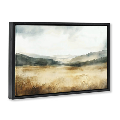 Foggy Landscape Distant Hills Floating Frame, design by LSR Creative Studio