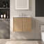 Meuble-lavabo flottant 24 po avec lavabo, porte à fermeture douce, comptoir et dosseret en marbre de culture blanc de Carrare de 0,6 po, contreplaqué, chêne-1435239078-1435239096