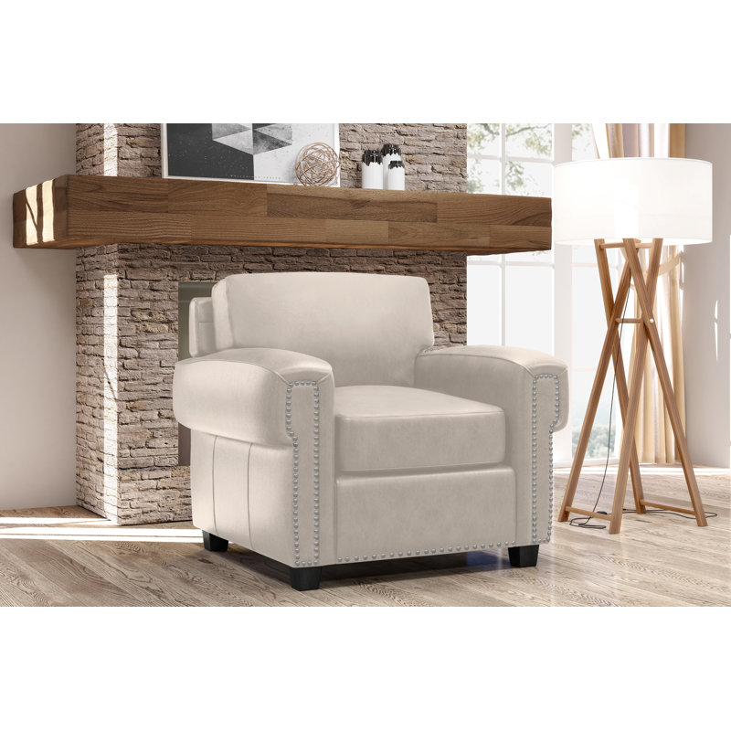 Ensemble de salon en cuir 3 pièces Fardin, Cuir véritable blanc