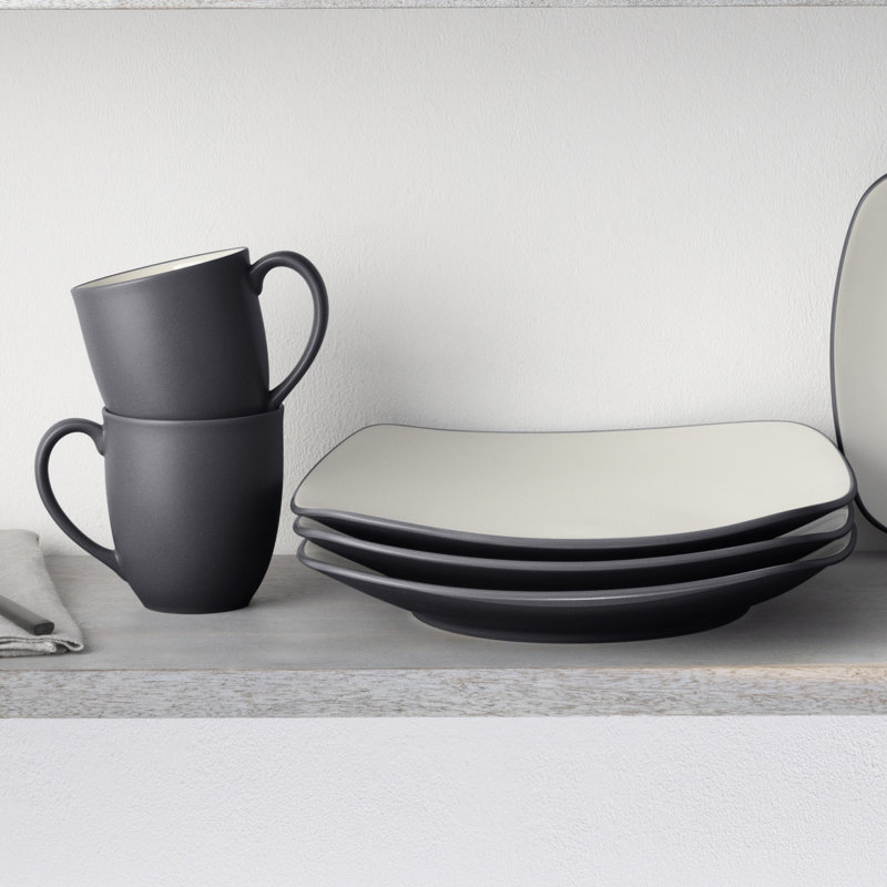 Service de table carré 16 pièces Noritake Colorwave, service pour 4, Graphite