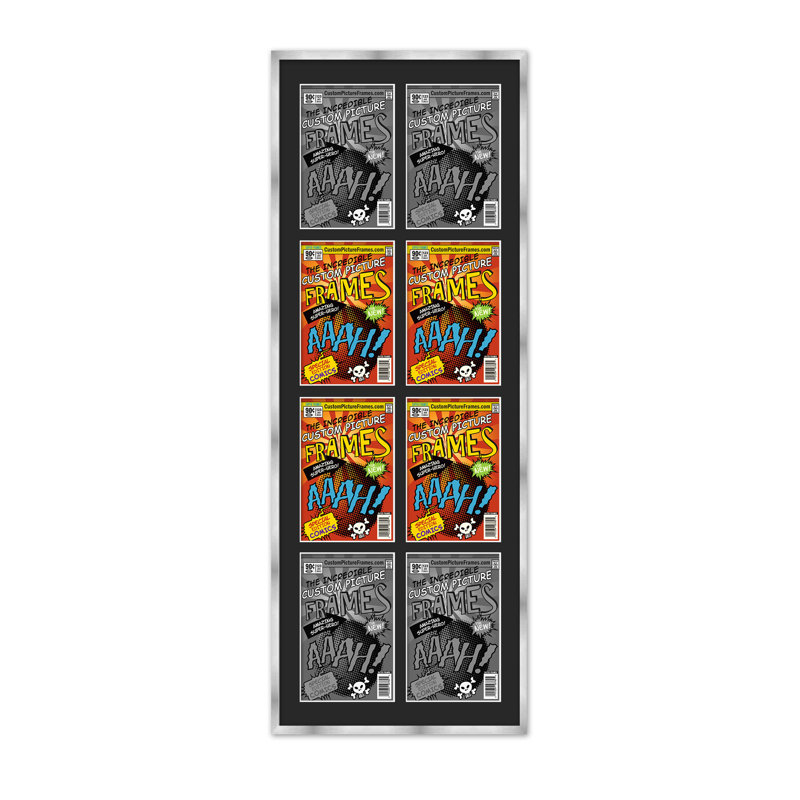 Wood Picture Frame with Mat, Black/Silver, 7.25" x 10.5", 29" x 50.5"