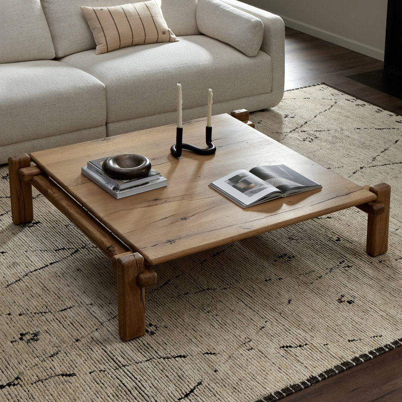 Table basse Feride - Chêne français récupéré, H 14 po x L 54,25 po x l 50 po , Chêne français naturel récupéré