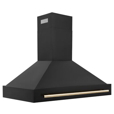 ZLINE 48"" Autograph Edition Black Stainless Steel Range Hood w/ Bronze Handle -  BS655Z-48-G