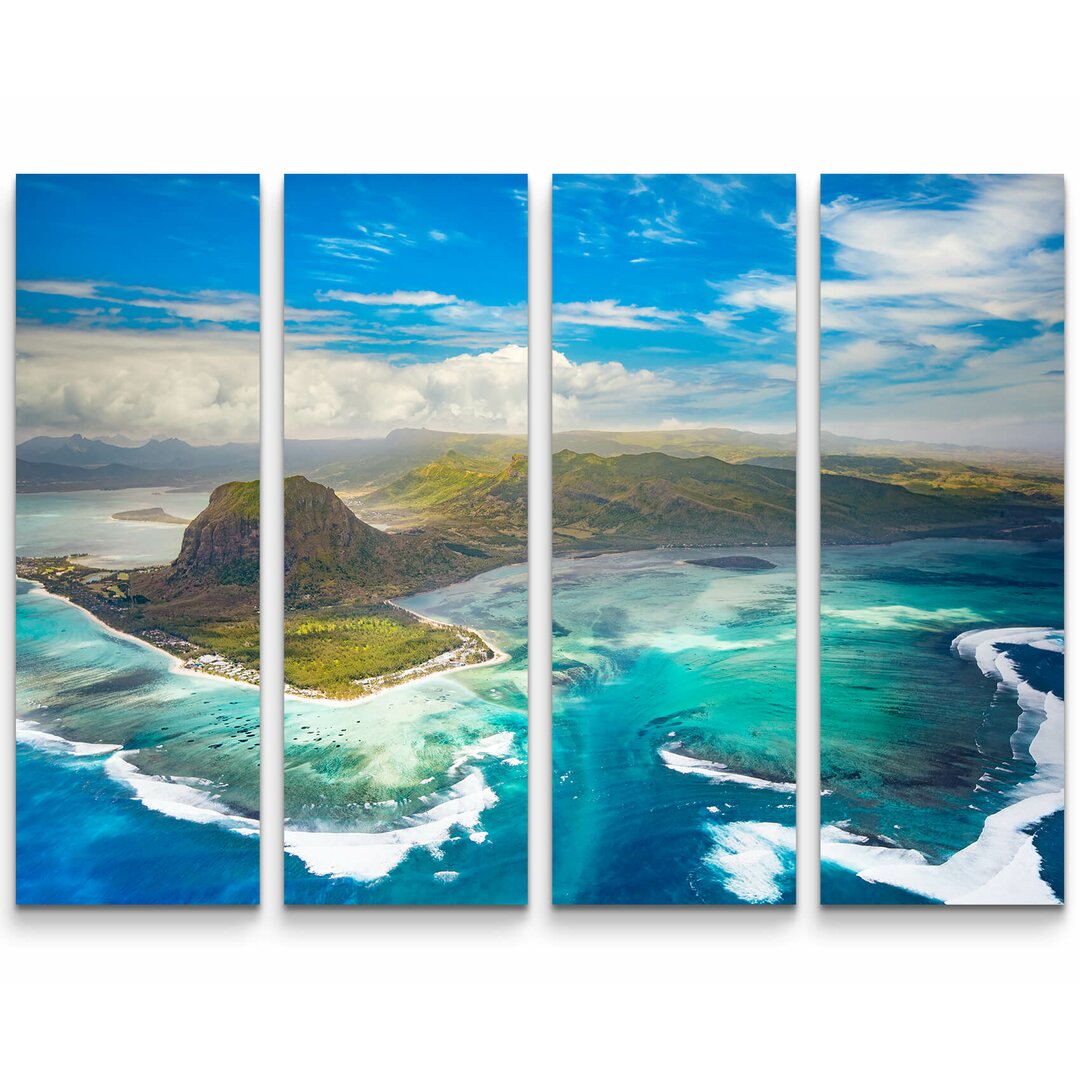 4-tlg. Leinwandbilder-Set Landschaft Mauritius - Draufsicht