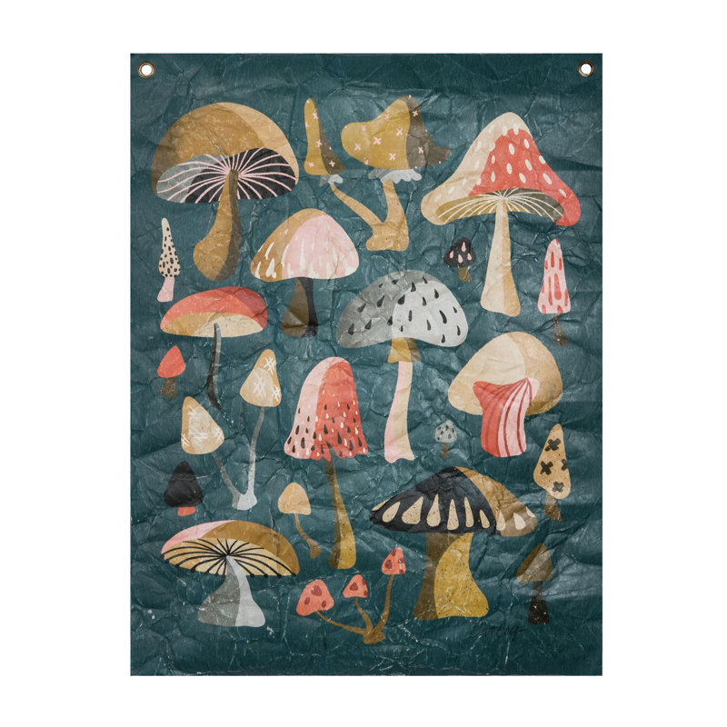  Papier bleu sarcelle champignons décorations murales printemps