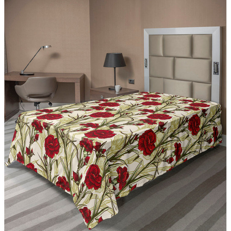 Ambesonne, drap plat floral pivoines, art botanique printanier