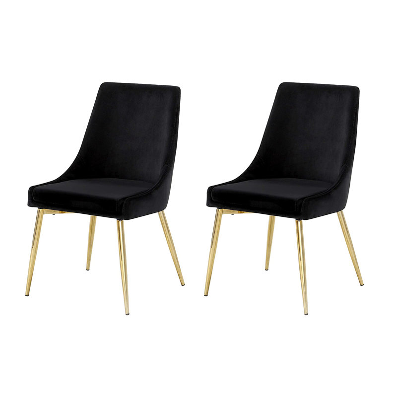 16.75'' H Velvet Upholstered Parsons Chair, Black