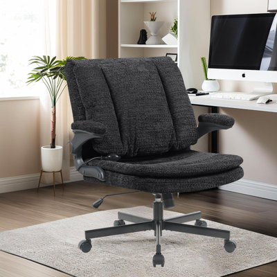 Modern Cross Legged Office Chair With Adjustable Armrest And Swivel Wheels by Latitude Run