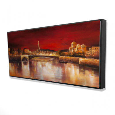 Paris by red dawn - 24"x48" Framed canvas