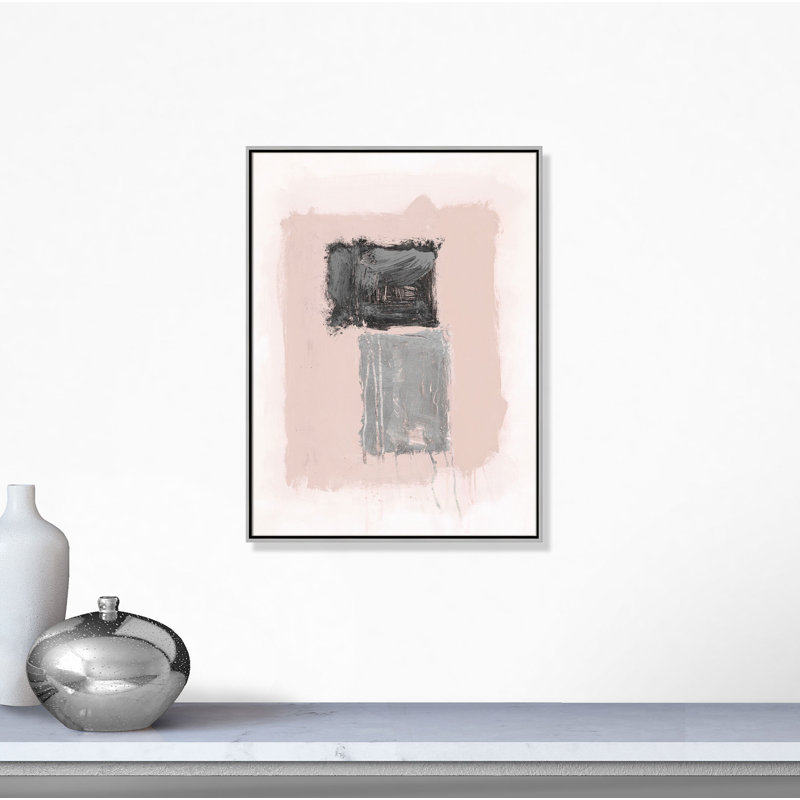 «Pink and Red Shimmer», peinture sur toile à cadre flottant 2 pi, Cadre noir, H 40 po x l 30 po x P 2 po