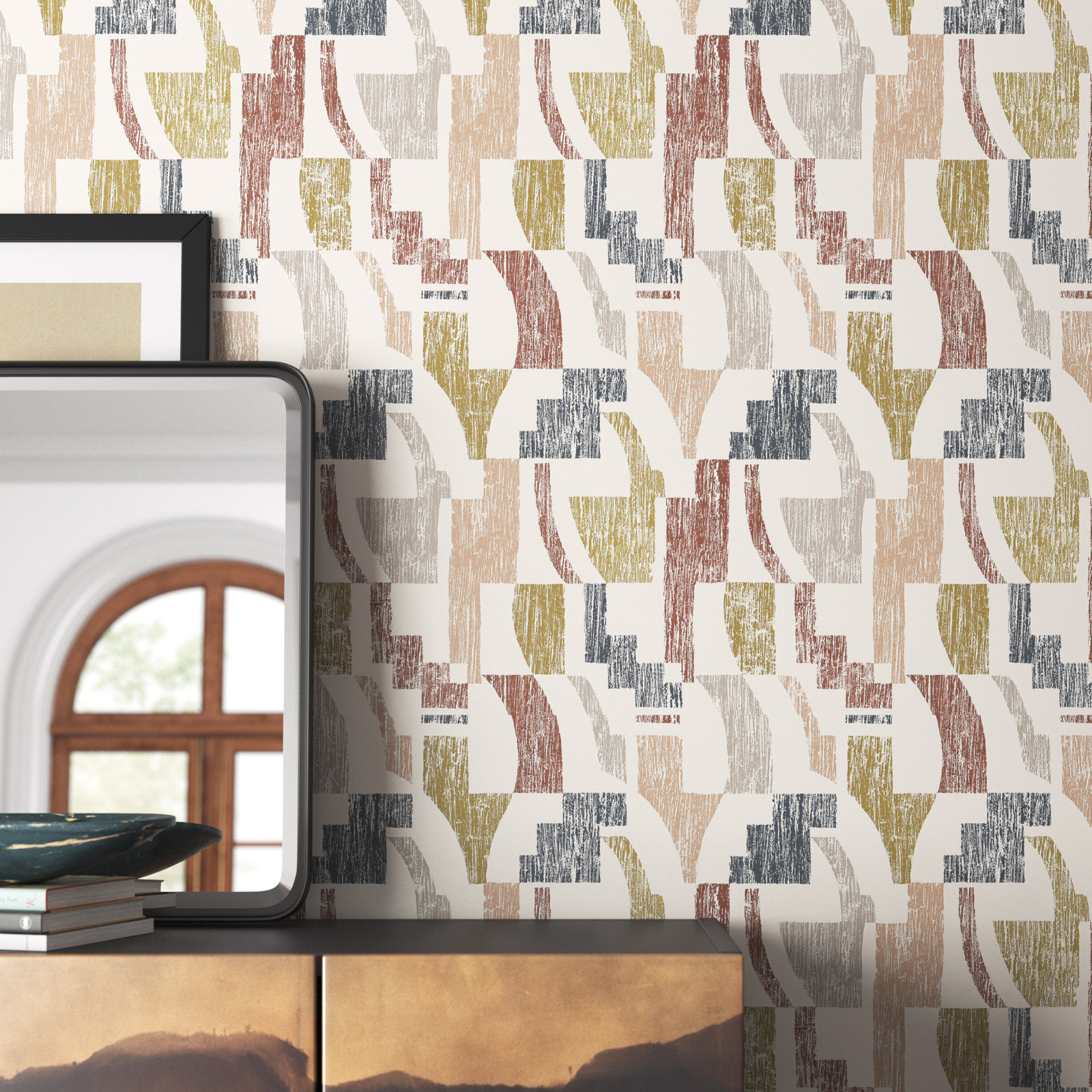 Sarda Modern Peel & Stick Geometric Wallpaper, Gray