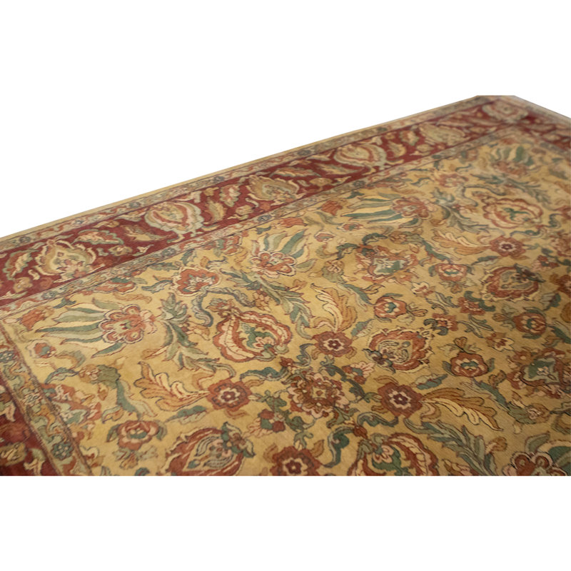 Hand Knotted Wool Area Rug in Gold