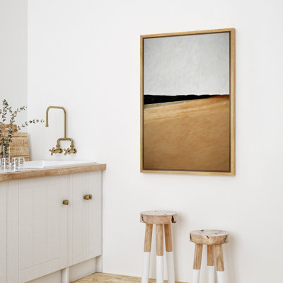 Reproduction d'art sur toile encadrée - œuvre d'art abstraite neutre pour décor de salon