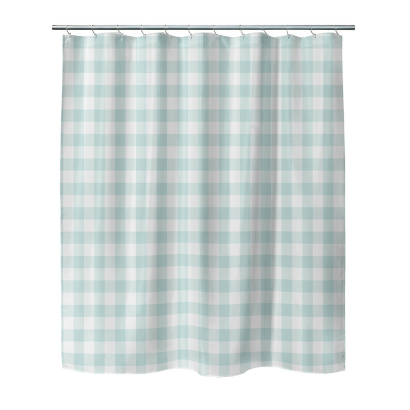 Proper Gingham Ultra-Thin Lightweight Shower Curtain, Light Blue