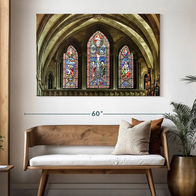 Lilie Cathedral Stained Glass Windows, 34" H x 51" W