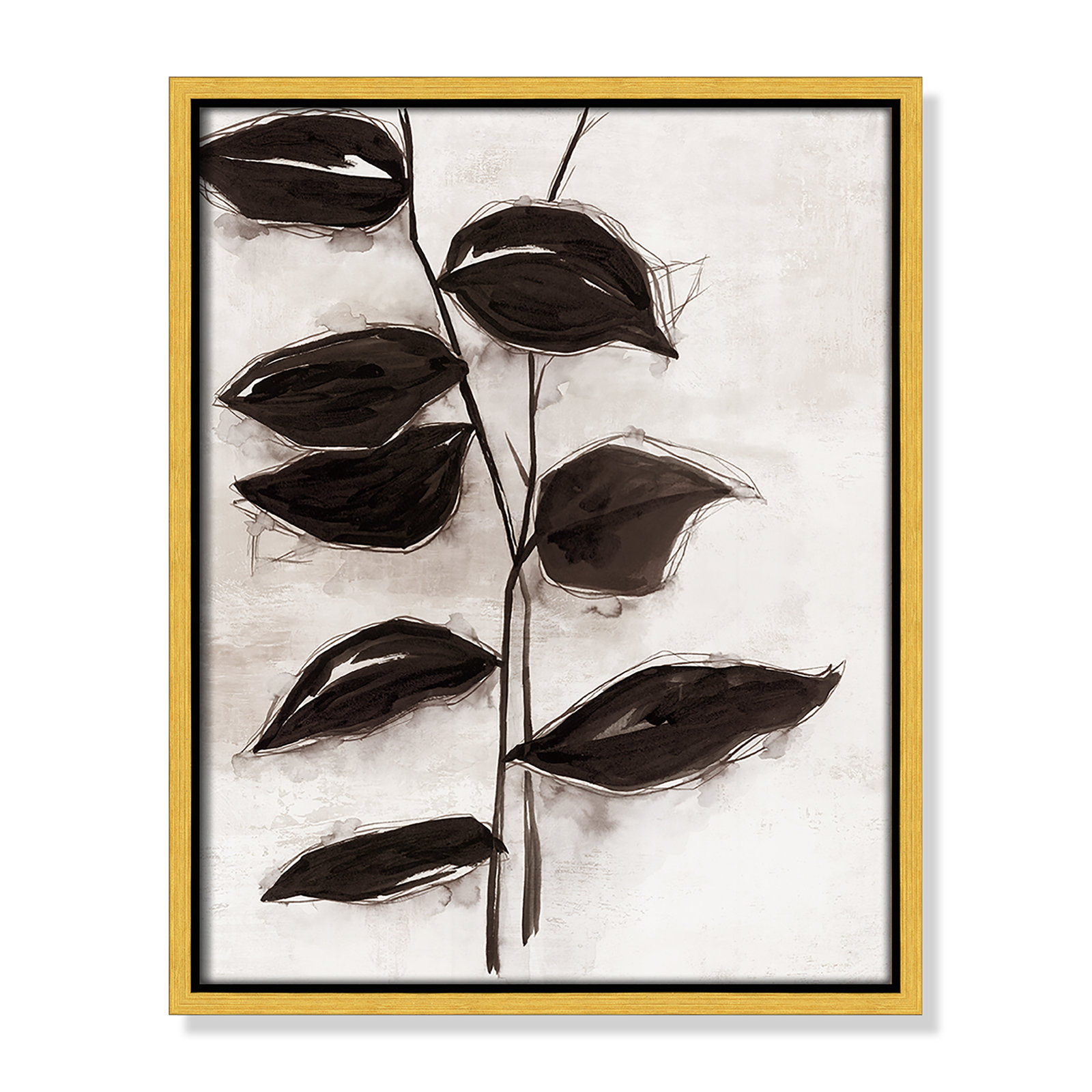 Leaves I by Eva Watts, 15.5" H x 12.5" W x 2" D, Gold Framed